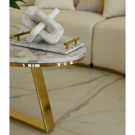 Glamorous gold, modern, oval coffee table 130cm NORMAN