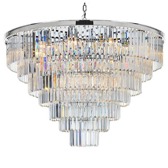 Żyrandol GLAMOUR 100 cm kryształowy okrągły nowoczesny lampa wisząca, srebrny OUTLET