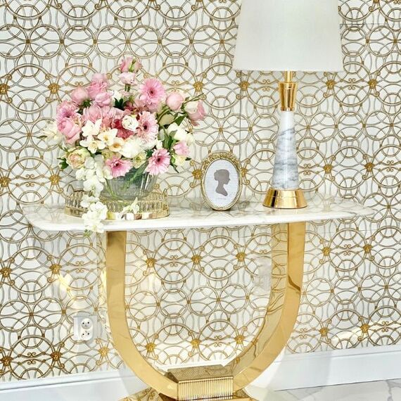 Luxury table lamp with a conical gold marble base GIULIA New York Art Deco