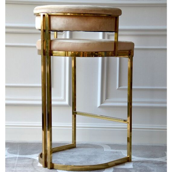 Hoker glamour nowoczesny tapicerowany do jadalni, barku, wyspy złoty beżowy MARCO