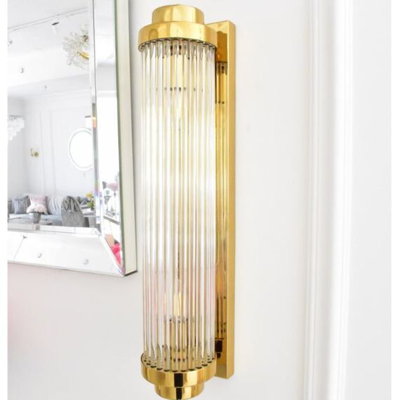 Crystal, gold, glamor, oblong wall lamp, designer wall lamp SOFIA