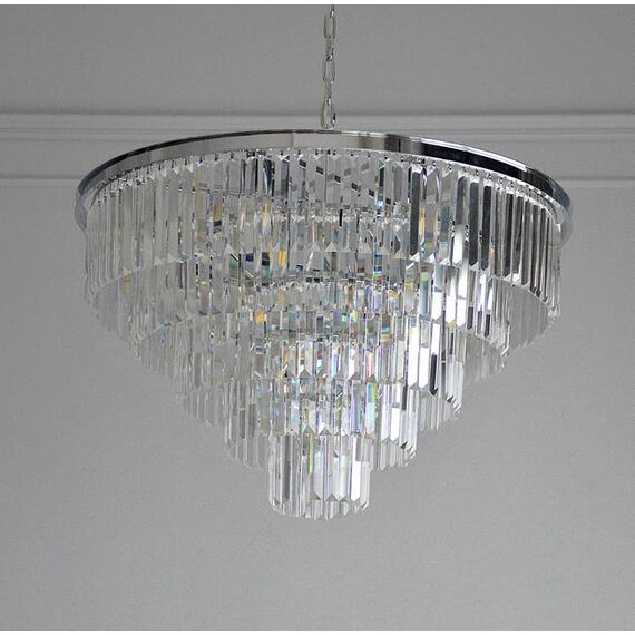 Żyrandol GLAMOUR 100 cm kryształowy okrągły nowoczesny lampa wisząca, srebrny OUTLET