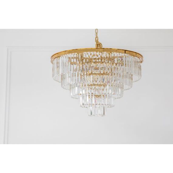 Gold chandelier, pendant lamp, crystal glamor, modern steel, 100 cm GLAMOR GOLD L