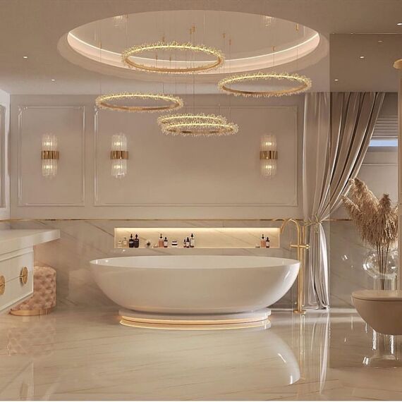 Crystal LED lamp, round ceiling lamp, ring, glamorous chandelier, modern gold BRINA