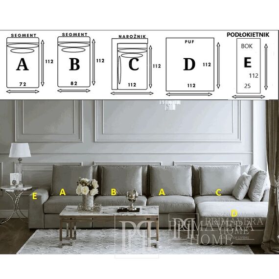 Glamorous, modern, modular, corner sofa for the living room, Italian style FIGARO