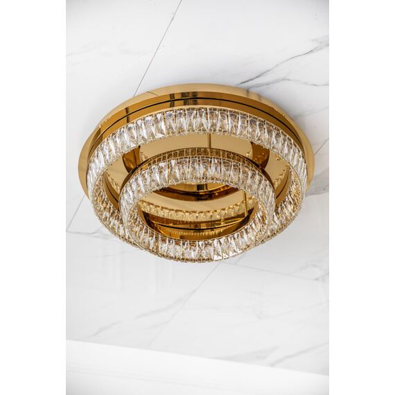 Crystal, gold, designer, exclusive ceiling lamp in a modern style, round, ring, ceiling lamp BELLINI