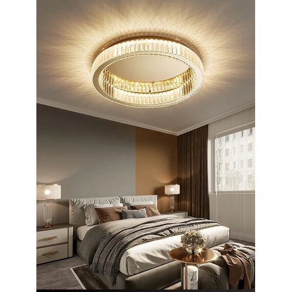 Crystal, gold, designer ceiling lamp, exclusive in a modern style, round, ring, ceiling lamp ECLIPSE 50 cm