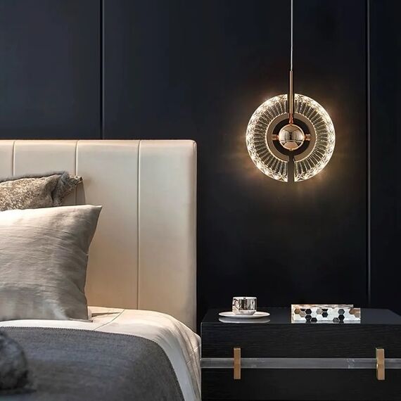 Żyrandol nowoczesny złoty, lampa wisząca glamour designerska ekskluzywna, pojedynczy zwis FLOW S