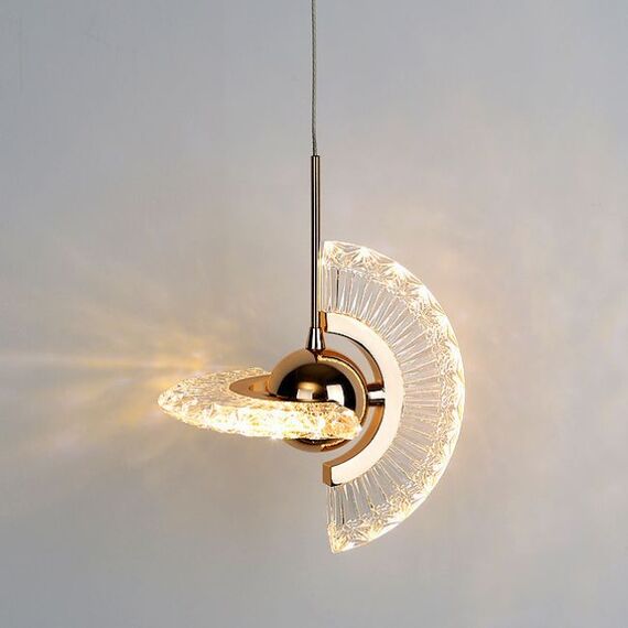 Żyrandol nowoczesny złoty, lampa wisząca glamour designerska ekskluzywna, pojedynczy zwis FLOW S