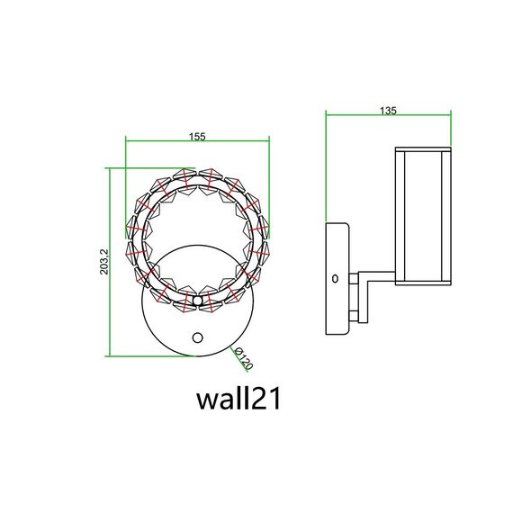 Crystal wall lamp, silver, round, ring, modern, glamorous wall lamp ECLIPSE