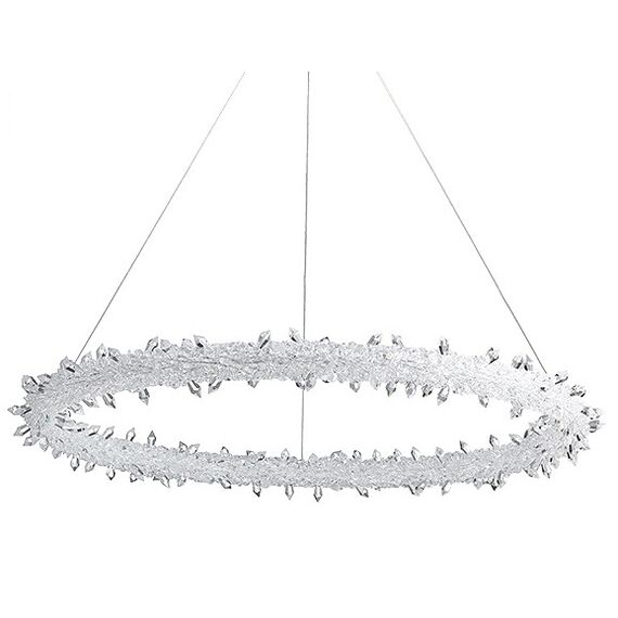 Glamor crystal round chandelier, silver ICE