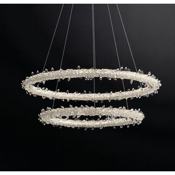 Glamorous ICE M crystal LED ceiling chandelier, round, modern silver
