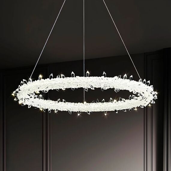 Glamor crystal round chandelier, silver ICE
