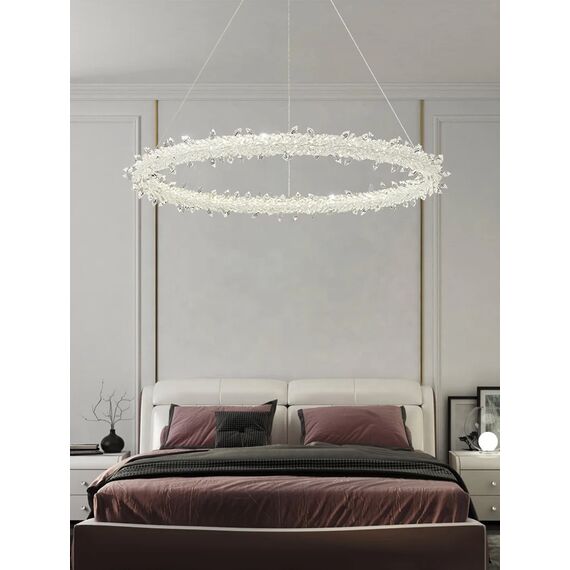 Glamor crystal round chandelier, silver ICE