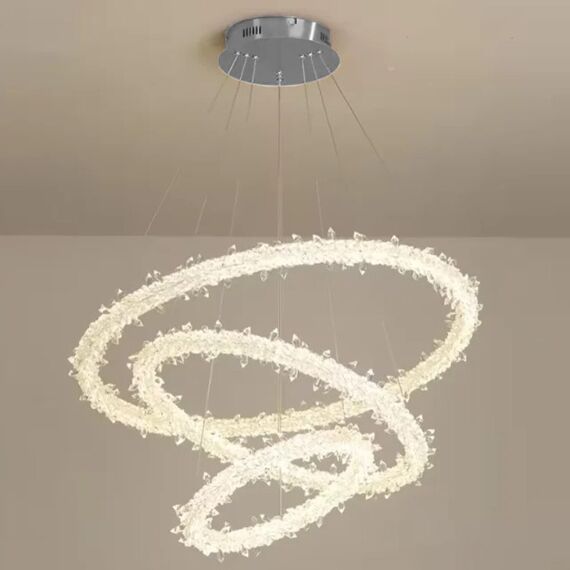 Glamorous ICE XL crystal LED ceiling chandelier, round, ring, modern silver