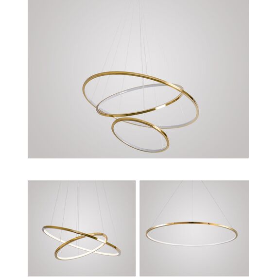 GALASSIA L round glossy ring led glamor lamp, adjustable, modern, loft for living room gold