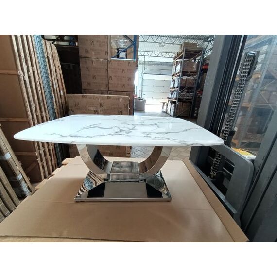 ART DECO modern gold living room coffee table with white marble top [CLONE]