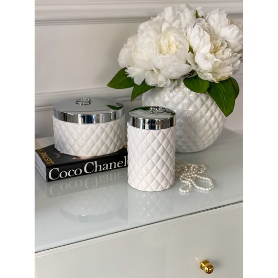 Pojemnik na waciki  biały Portia jar white Lene Bjerre