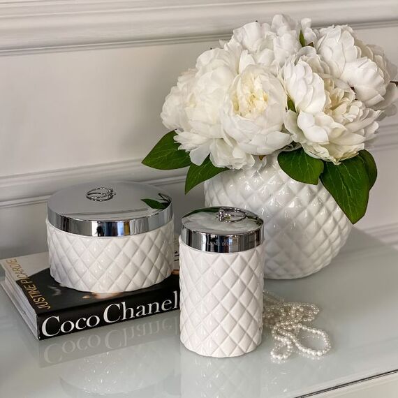 Pojemnik na waciki  biały Portia jar white Lene Bjerre