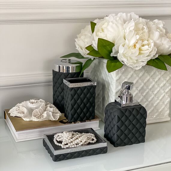 Cotton swab container black Portia jar black Lene Bjerre