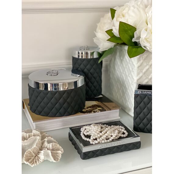 Cotton swab container black Portia jar black Lene Bjerre