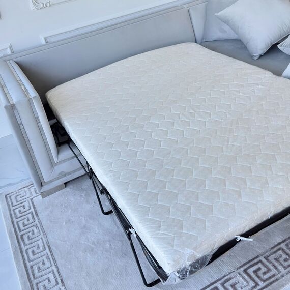 Corner sofa with slats, modern corner, for the living room, extendable, designer silver with slats MONACO