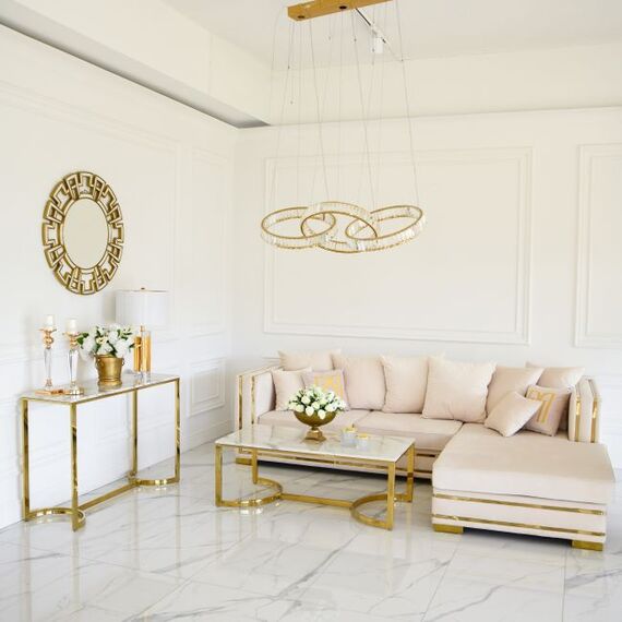 Glamorous coffee table, modern, white marble, gold LOLA table