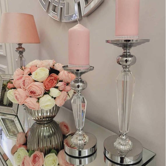 Świecznik kryształowy na srebrnym postumencie FLAVIO O L