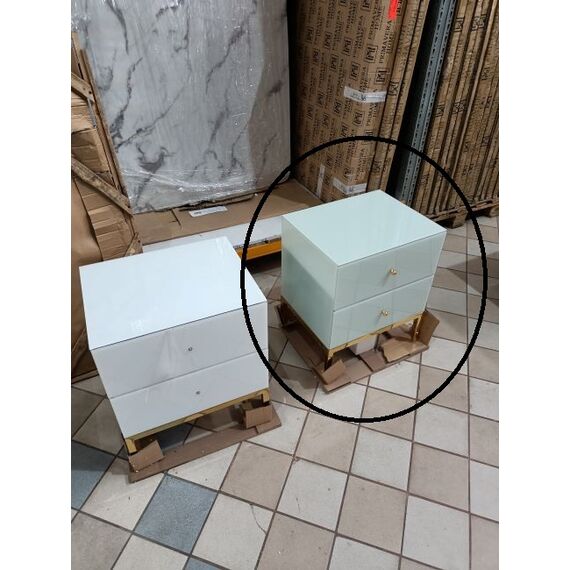 Zestaw 2szt szafek nocnych  Franco do sypialni glamour biała ze złotą podstawą OUTLET