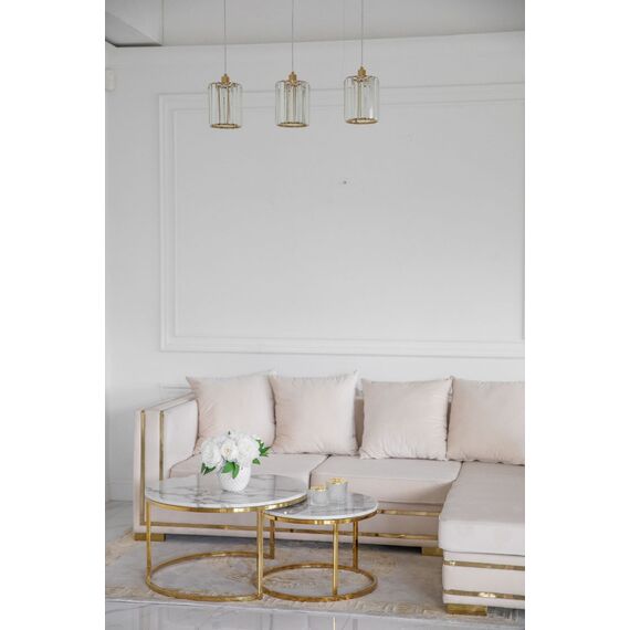 Crystal chandelier, glamor pendant lamp, oblong, gold, designer, exclusive, with glass shades, over the island STARS L