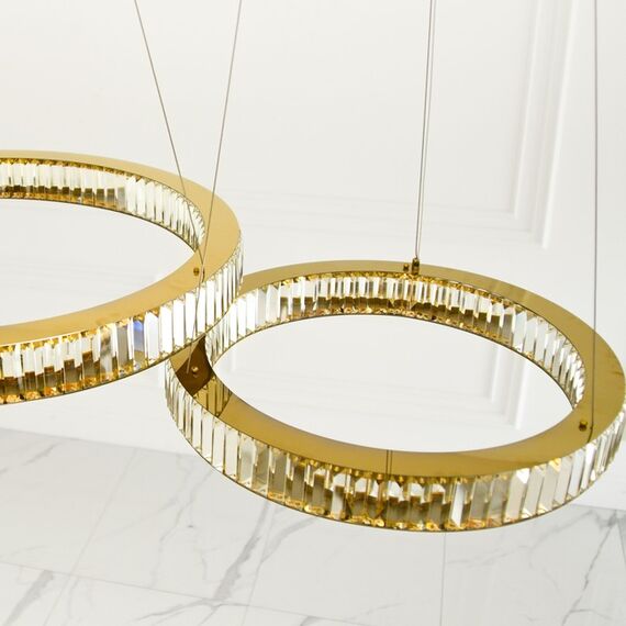 Żyrandol kryształowy złoty nowoczesny, ring, lampa wisząca glamour ECLIPSE