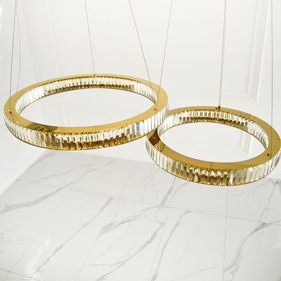 Żyrandol kryształowy złoty nowoczesny, ring, lampa wisząca glamour ECLIPSE