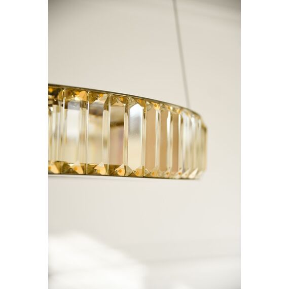 Żyrandol kryształowy złoty nowoczesny, ring, lampa wisząca glamour ECLIPSE