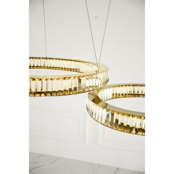 Żyrandol kryształowy złoty nowoczesny, ring, lampa wisząca glamour ECLIPSE