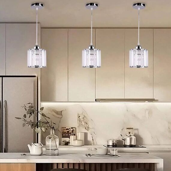 STARS M crystal chandelier, glamour pendant lamp, silver, designer, exclusive, single, glass shade, over the island