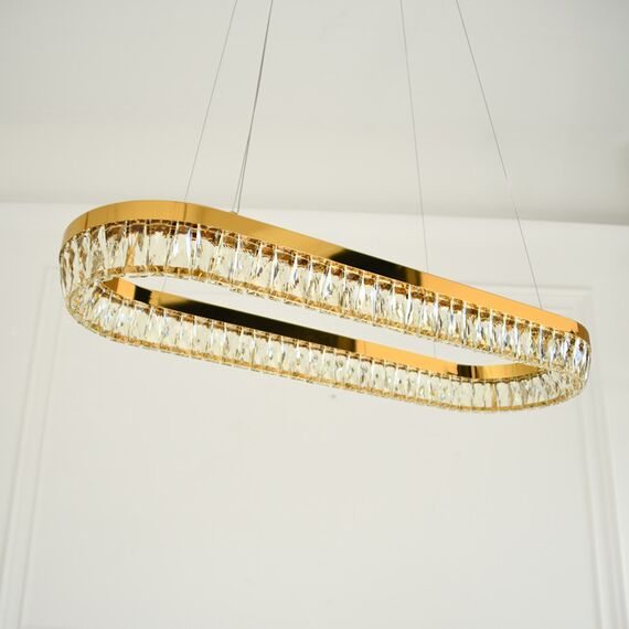 BELLINI crystal chandelier L 100 cm gold, designer, exclusive in a modern style, oblong, hanging lamp