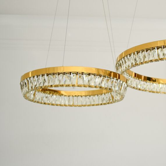 BELLINI crystal chandelier gold, designer, exclusive in a modern style, ring, hanging lamp