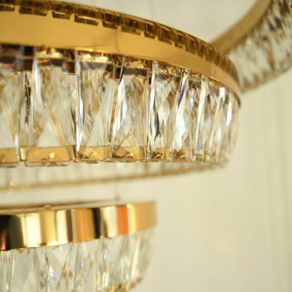 Crystal chandelier, gold, designer, exclusive in a modern style, ring, hanging lamp BELLINI XL