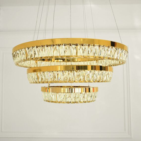 Crystal chandelier, gold, designer, exclusive in a modern style, ring, hanging lamp BELLINI XL