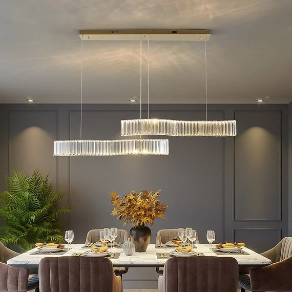 Modern BLOOM chandelier, silver, glamorous, above the table, above the island, oblong