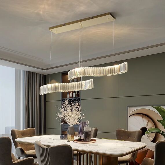 Modern BLOOM chandelier, silver, glamorous, above the table, above the island, oblong