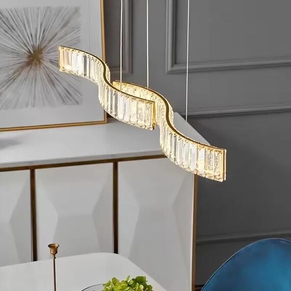 Żyrandol nowoczesny BLOOM, złoty, glamour, nad stół, nad wyspę, podłużny