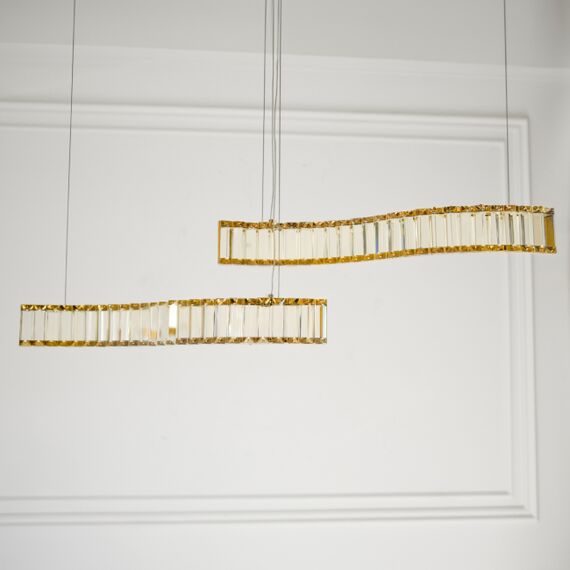 Żyrandol nowoczesny BLOOM, złoty, glamour, nad stół, nad wyspę, podłużny