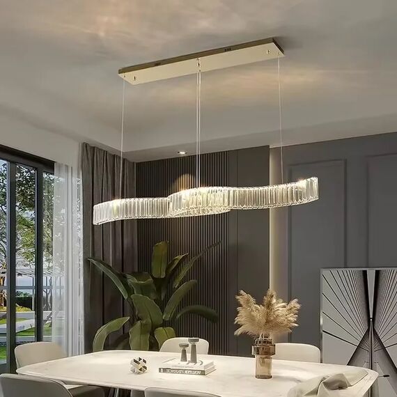 Żyrandol nowoczesny BLOOM, złoty, glamour, nad stół, nad wyspę, podłużny