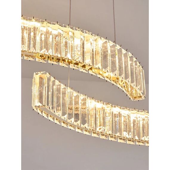 Żyrandol nowoczesny BLOOM, złoty, glamour, nad stół, nad wyspę, podłużny