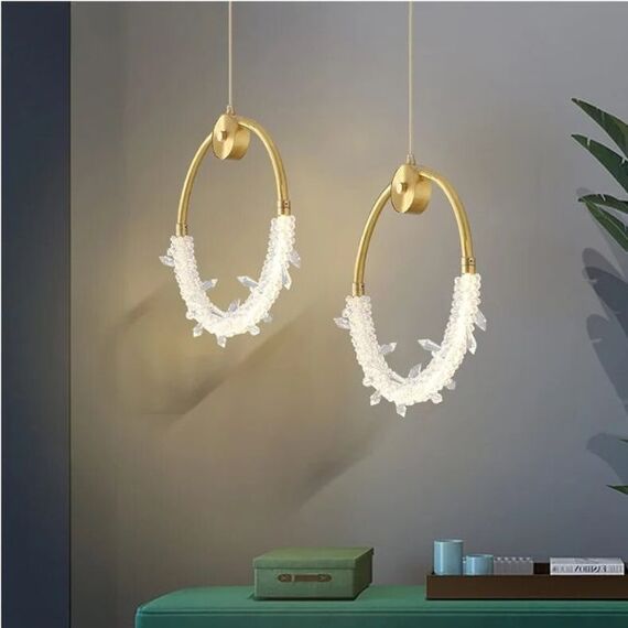 Modern chandelier MOON, glamorous pendant lamp, gold, round, designer, exclusive, single, over the island