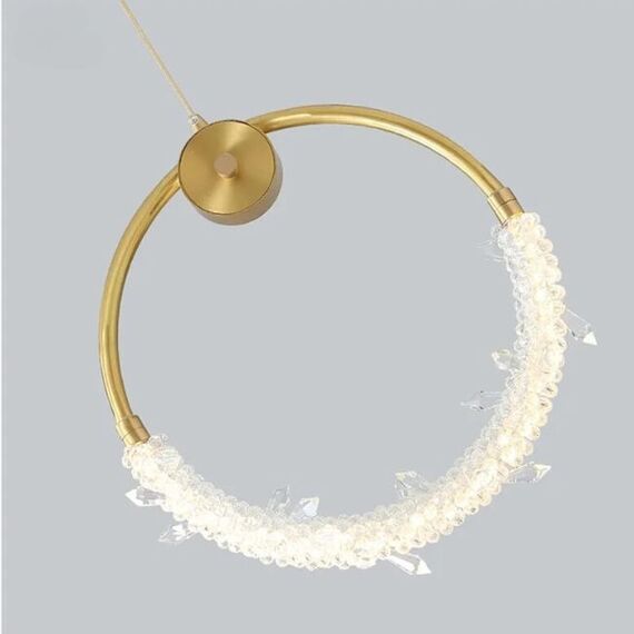 Modern chandelier MOON, glamorous pendant lamp, gold, round, designer, exclusive, single, over the island
