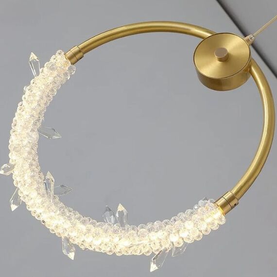 Modern chandelier MOON, glamorous pendant lamp, gold, round, designer, exclusive, single, over the island