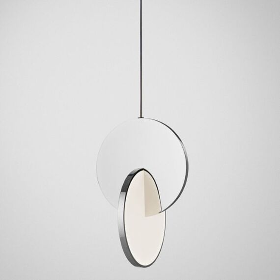 Modern chandelier PLANET, glamorous pendant lamp, silver, round, designer, exclusive, for the island