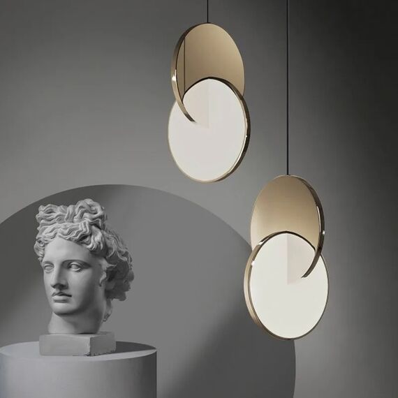 Modern chandelier PLANET, glamorous pendant lamp, gold, round, designer, exclusive, for the island